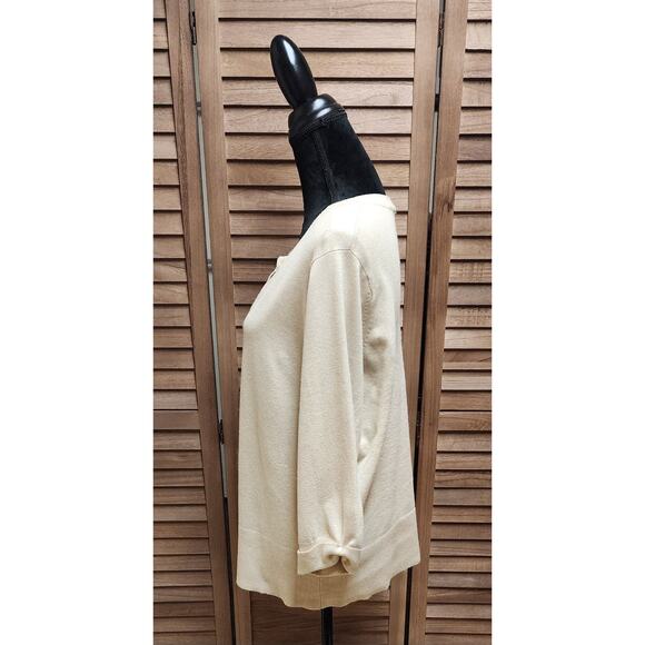 Red Woman Vintage Solid Gold V-Neck Plus Size 2X Long-Sleeve Button Up Cardigan - Picture 5 of 7